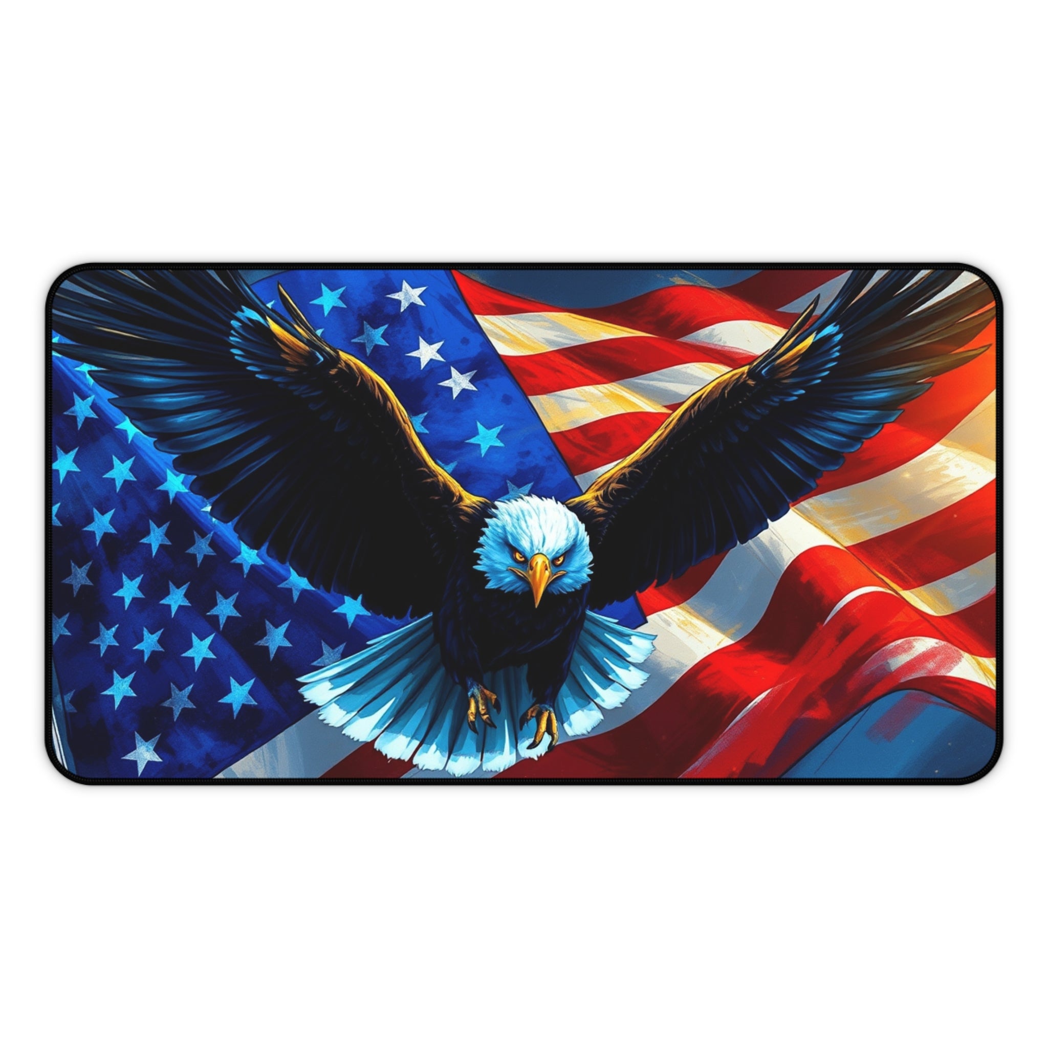 Patriotic Desk Mat with Eagle and American Flag, Premium Mouse Pad