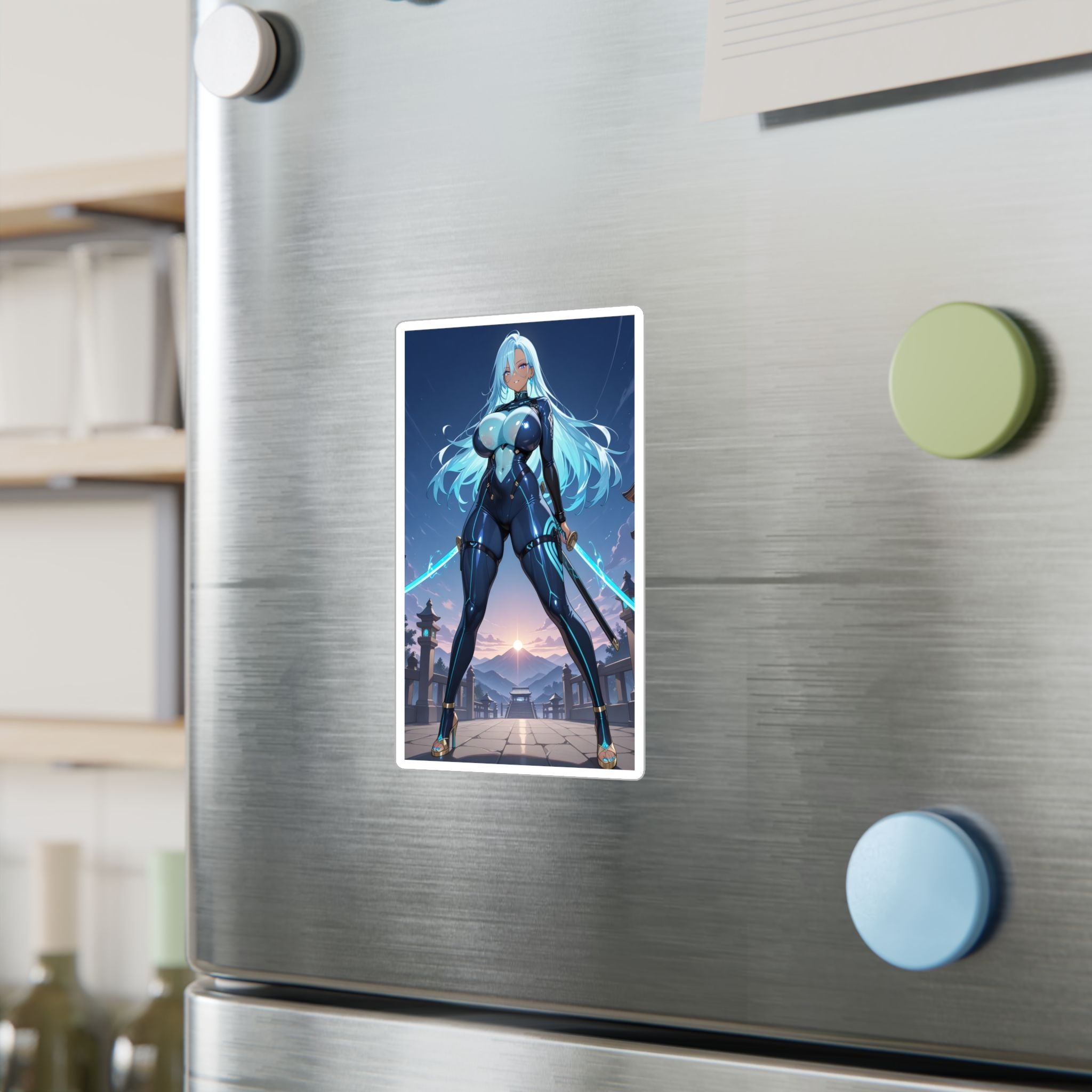Blue-haired Anime Waifu Sticker