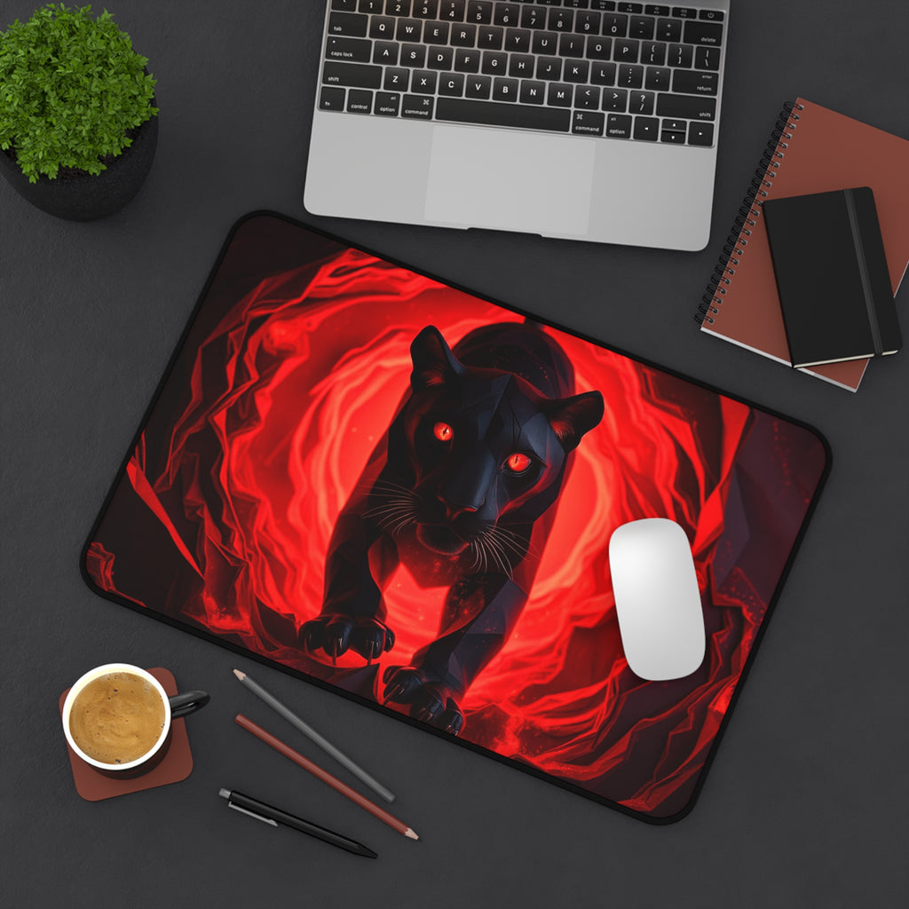 Red-Eyed Black Panther Desk Mat, Animal Mouse Pad