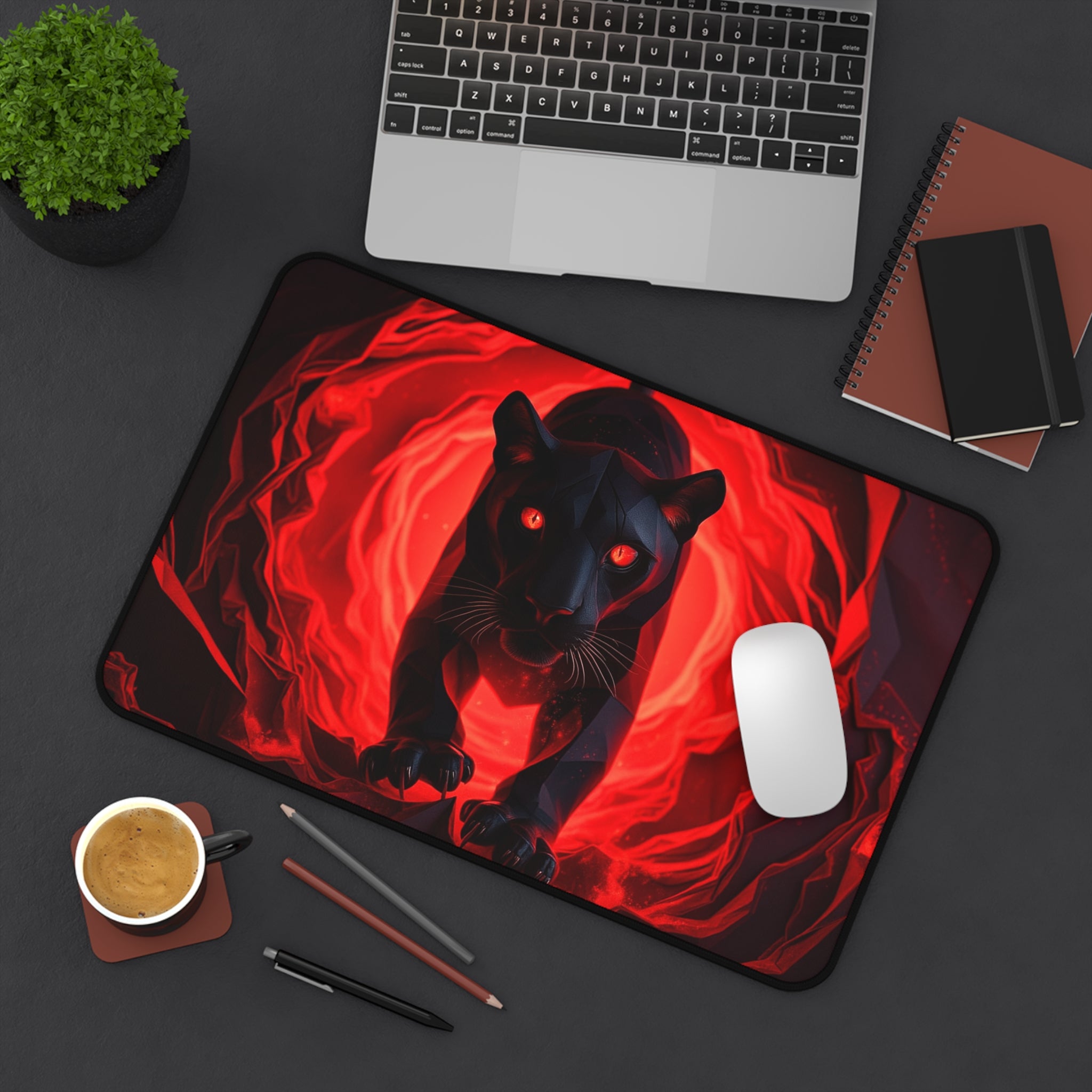 Red-Eyed Black Panther Desk Mat, Animal Mouse Pad