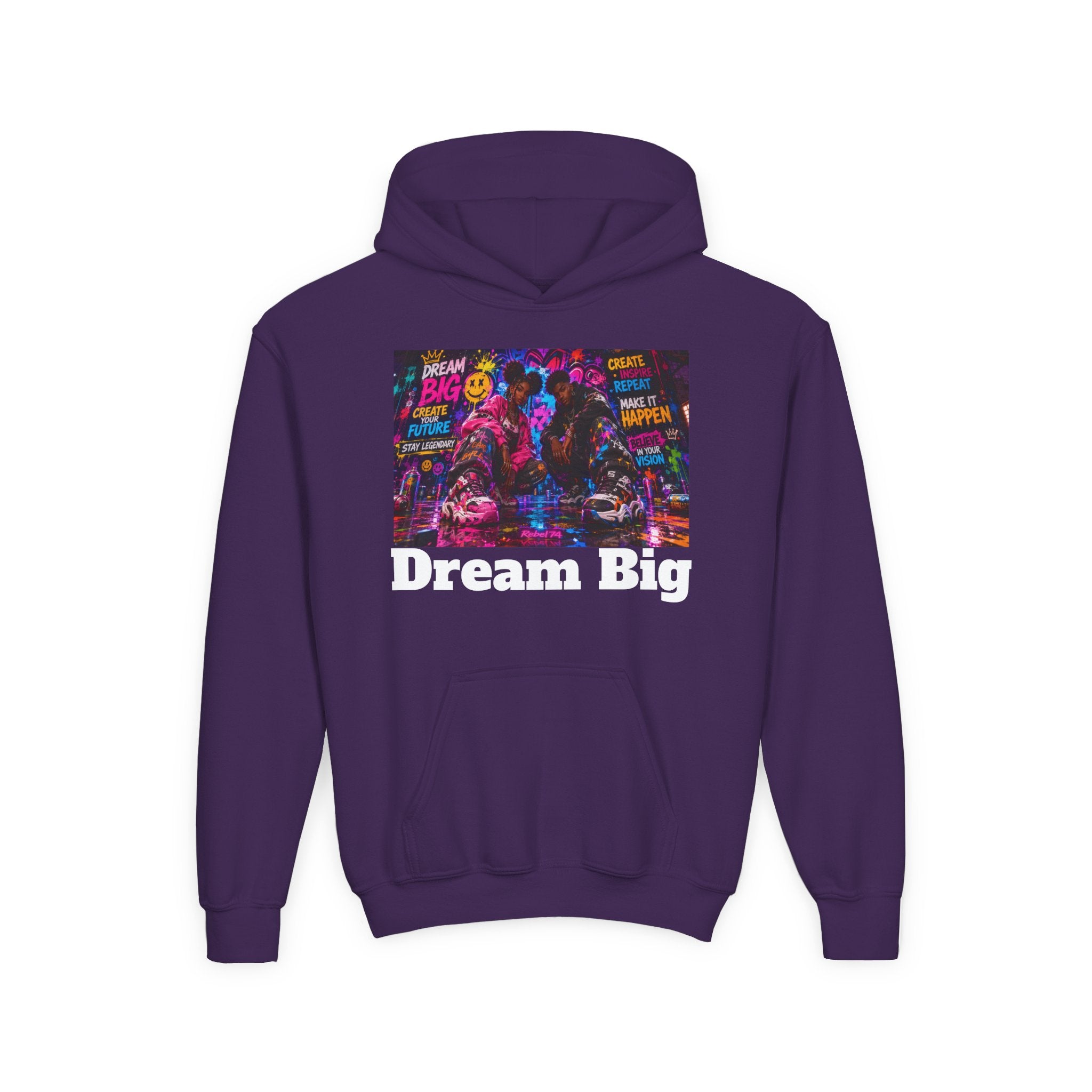 Dream Big Youth Hoodie — Colorful Inspirational Graphic Sweatshirt