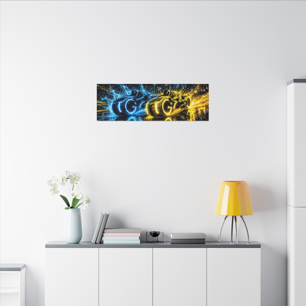 Tron Lightcycles Matte Canvas Print — Tron Futuristic Wall Art