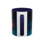 Galactic Cats Mug , Vibrant Ceramic Coffee Cup with Colorful Interior