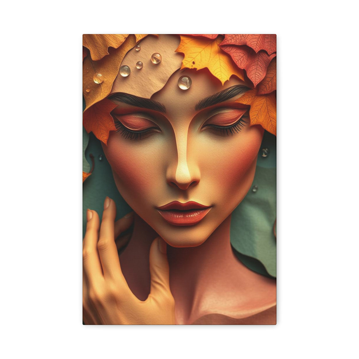 Women Face Poster in Layered Paper Aesthetic with Autumn Colors, Modern Aesthetic Wall Art, Home Decor Print, Canva Art Print, Office Decor