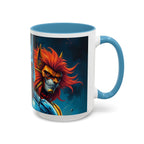 Galactic Cats Mug , Vibrant Ceramic Coffee Cup with Colorful Interior