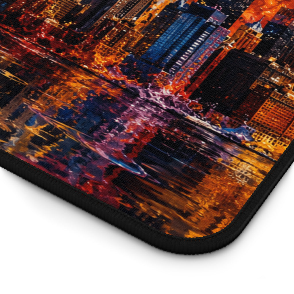 New York City Skyline Splash Desk Mat — Colorful NYC Mouse Pad