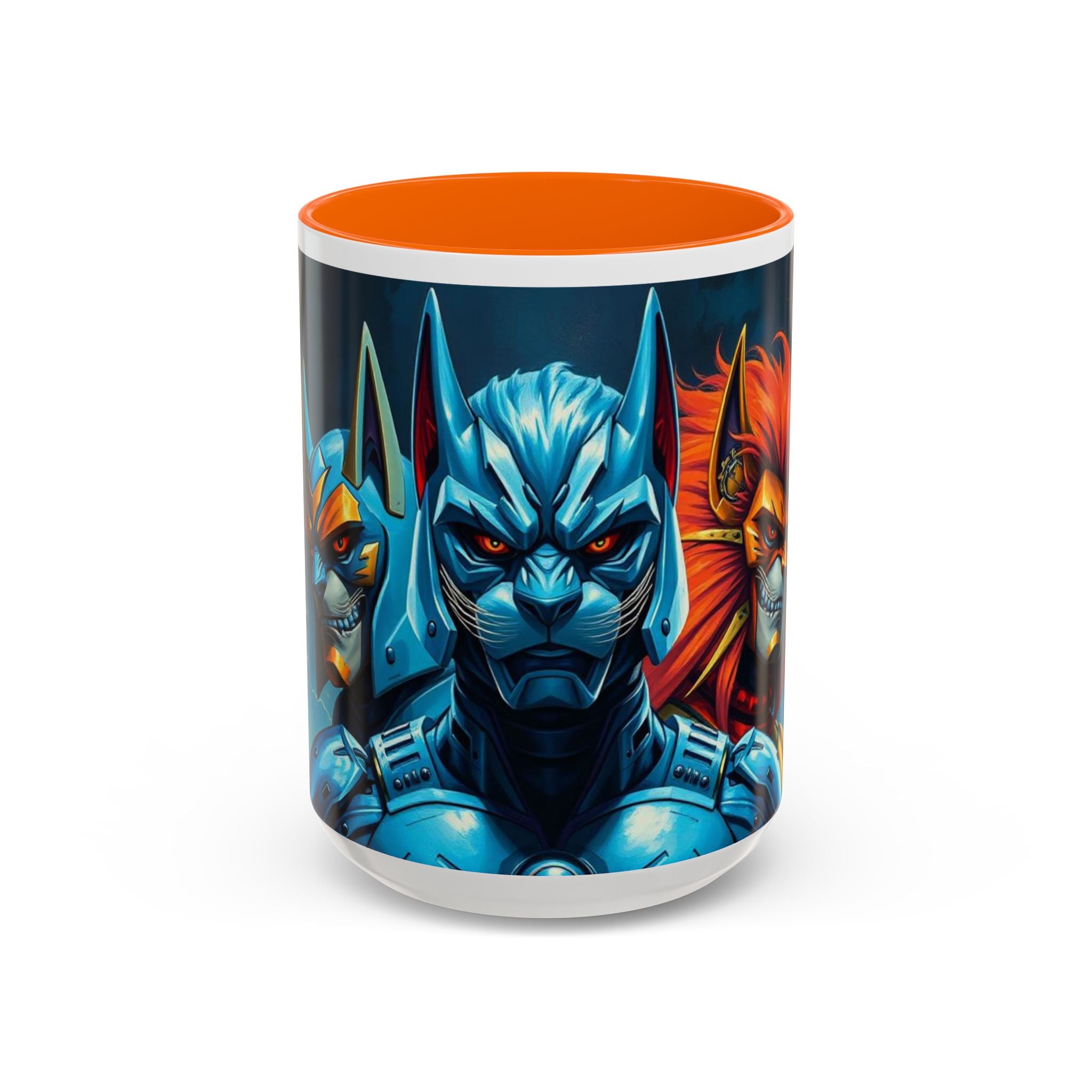 Galactic Cats Mug , Vibrant Ceramic Coffee Cup with Colorful Interior