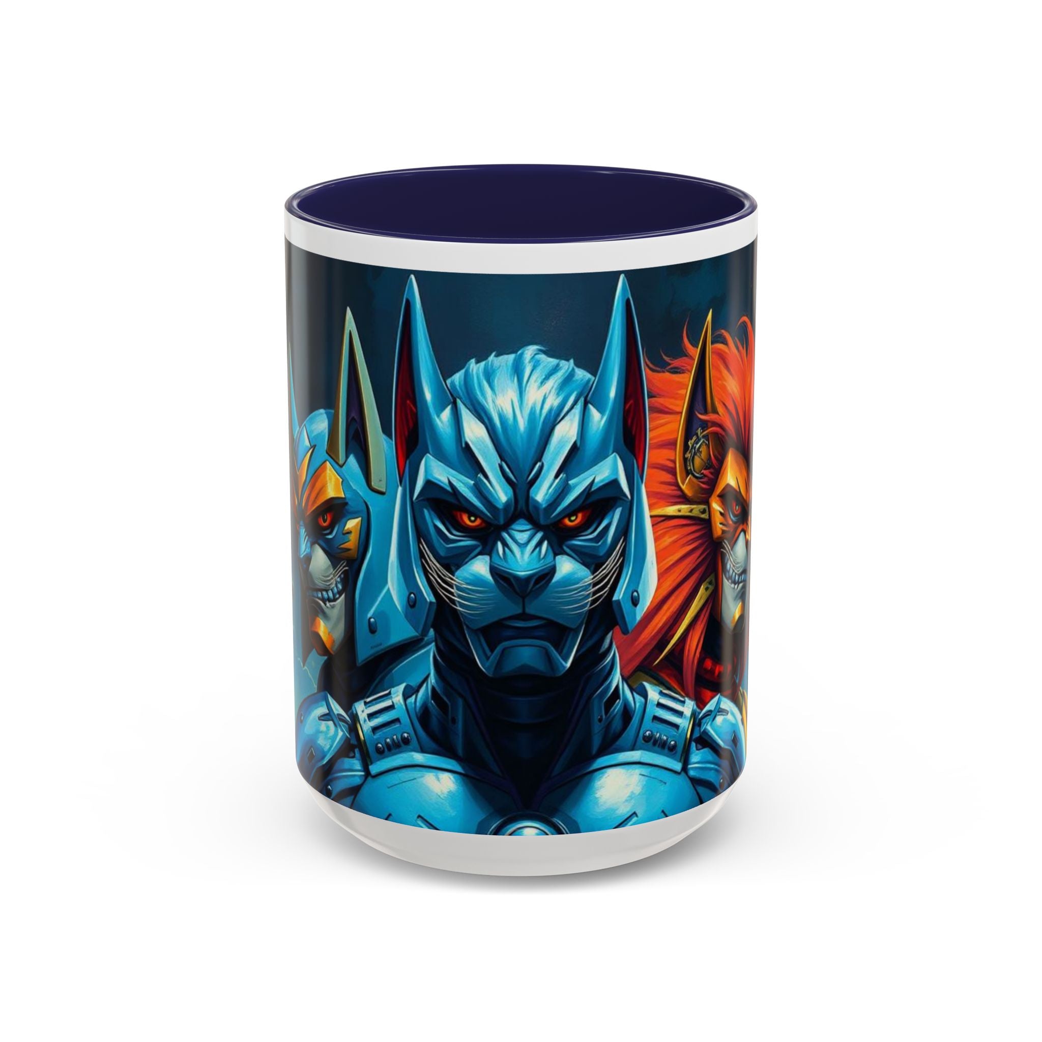 Galactic Cats Mug , Vibrant Ceramic Coffee Cup with Colorful Interior