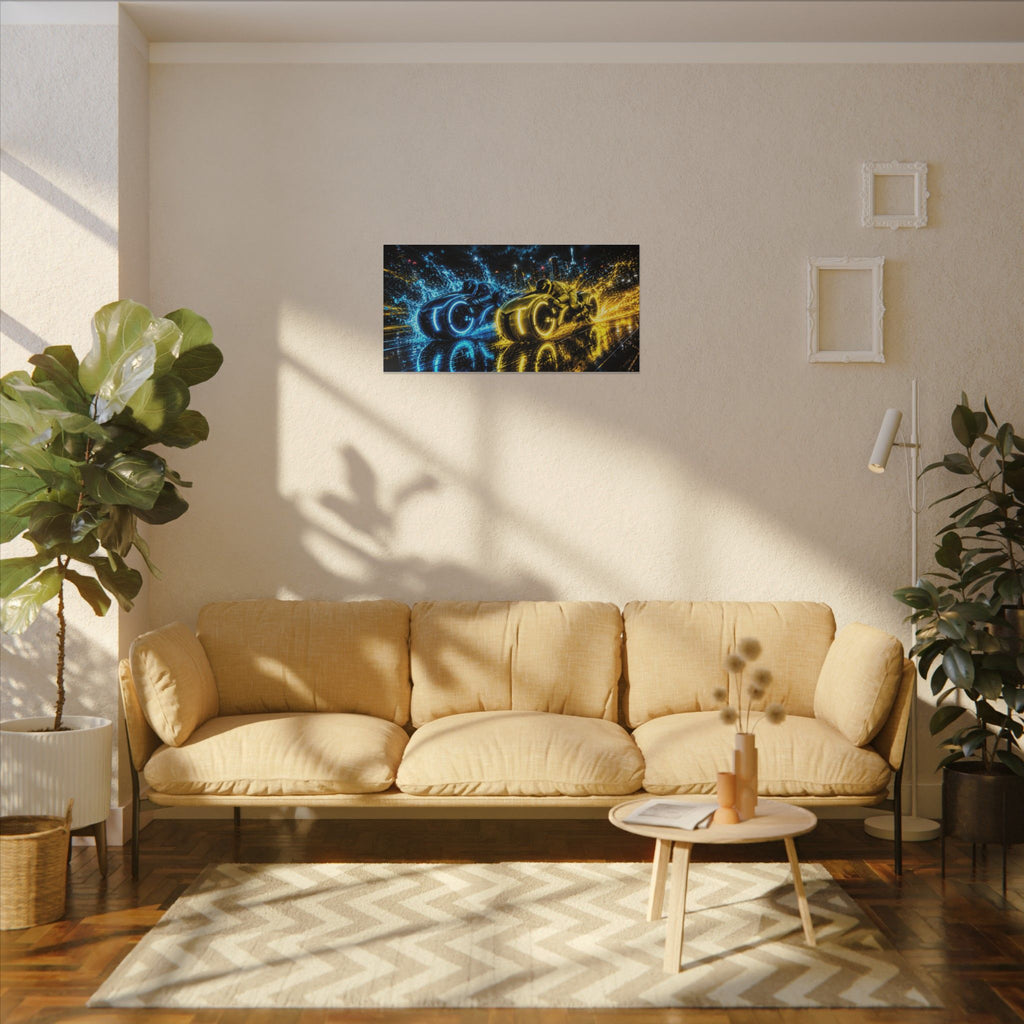 Tron Lightcycles Matte Canvas Print — Tron Futuristic Wall Art