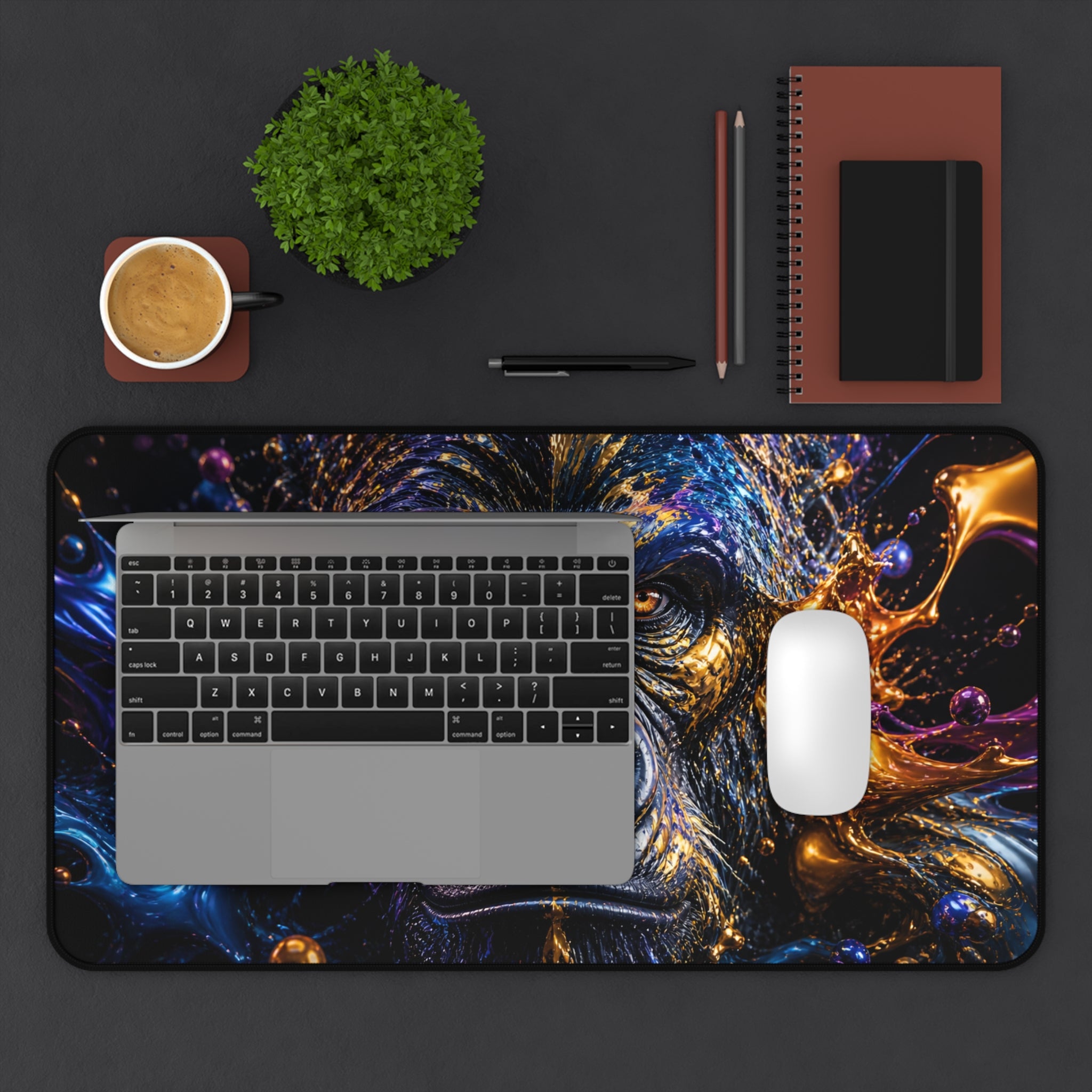 Gorilla Nebula Desk Mat — Cosmic Ape Gaming Mouse Pad