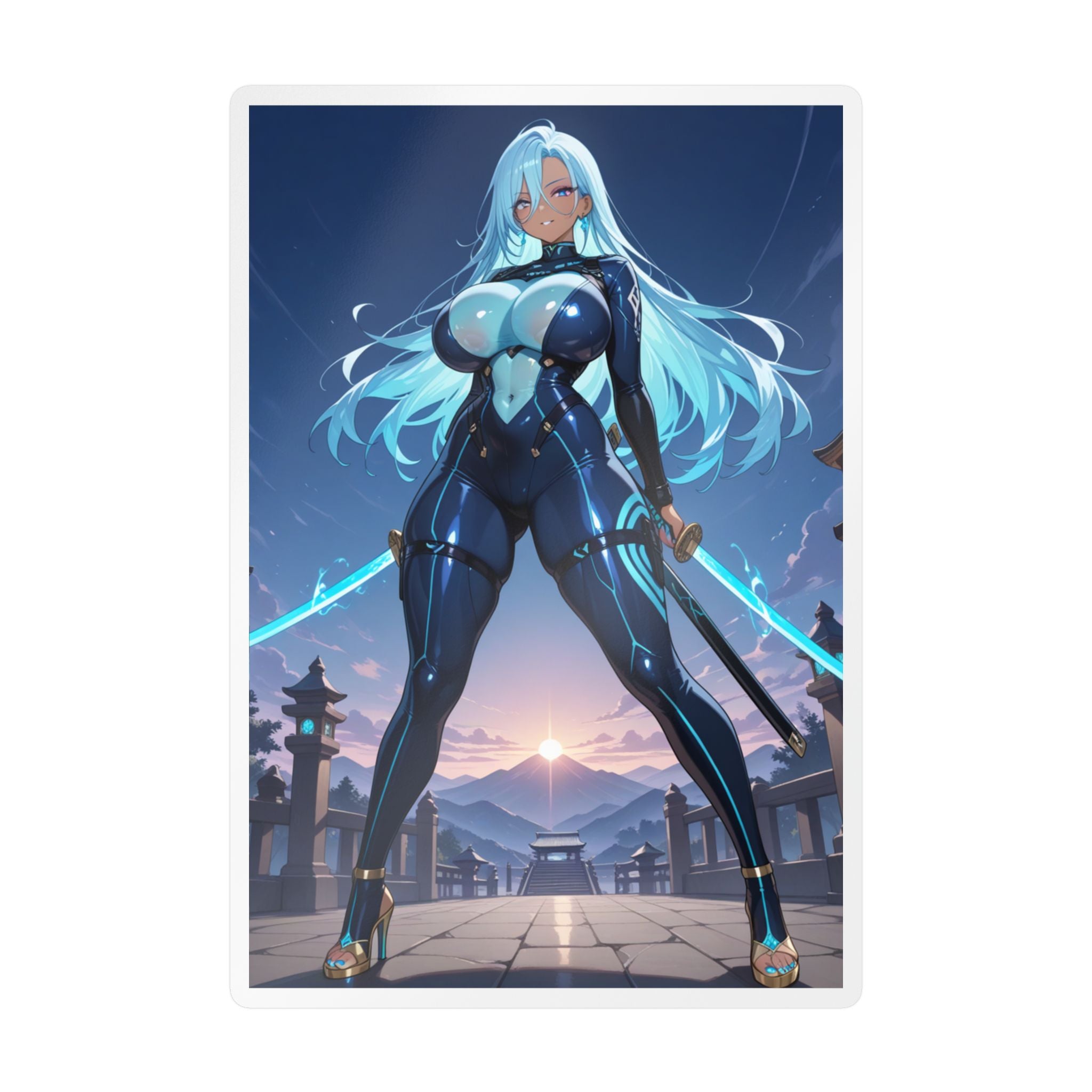 Blue-haired Anime Waifu Sticker