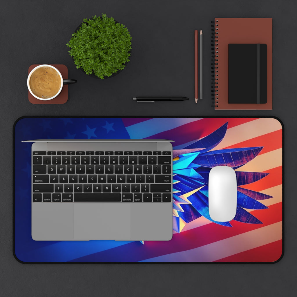 Patriotic Desk Mat with Eagle and American Flag, Premium Mouse Pad