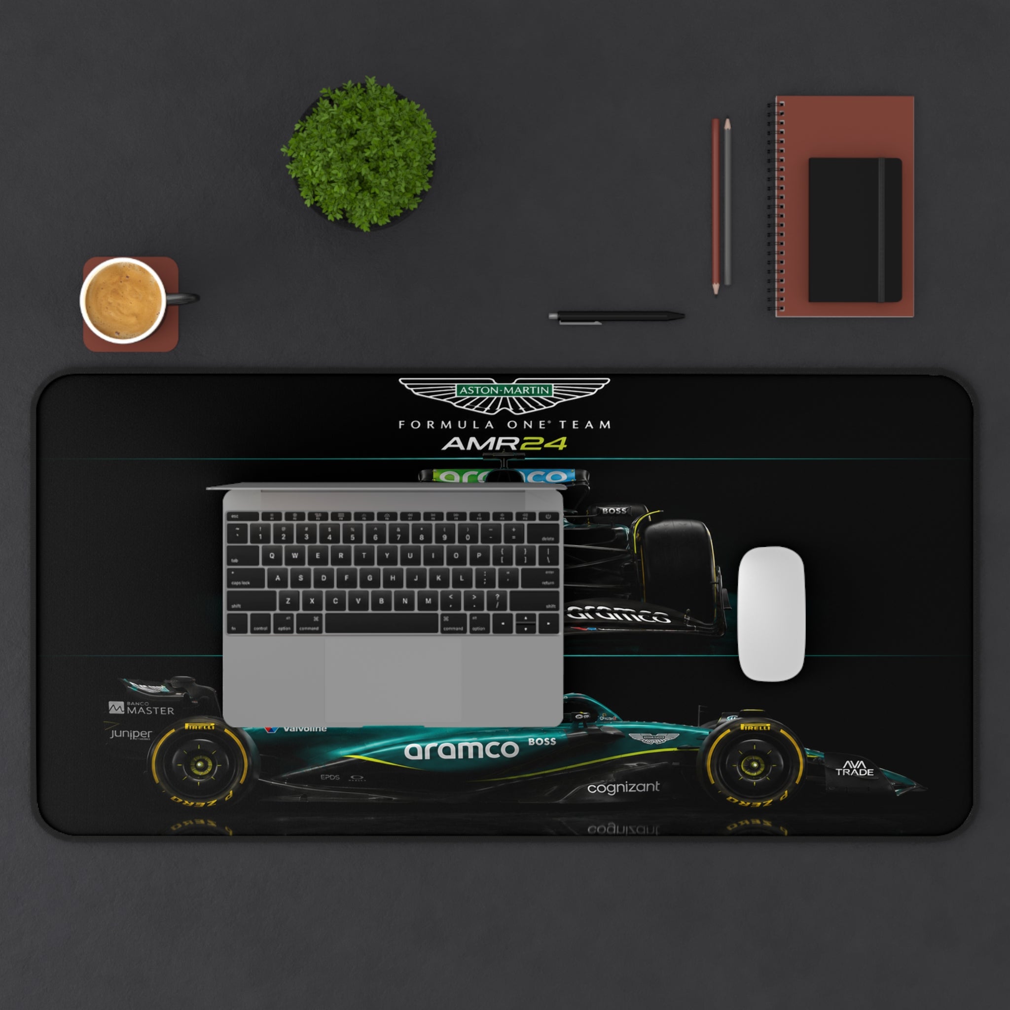 Aston Martin AMR24 Racing Desk Mat — Formula 1 Car Mouse Pad