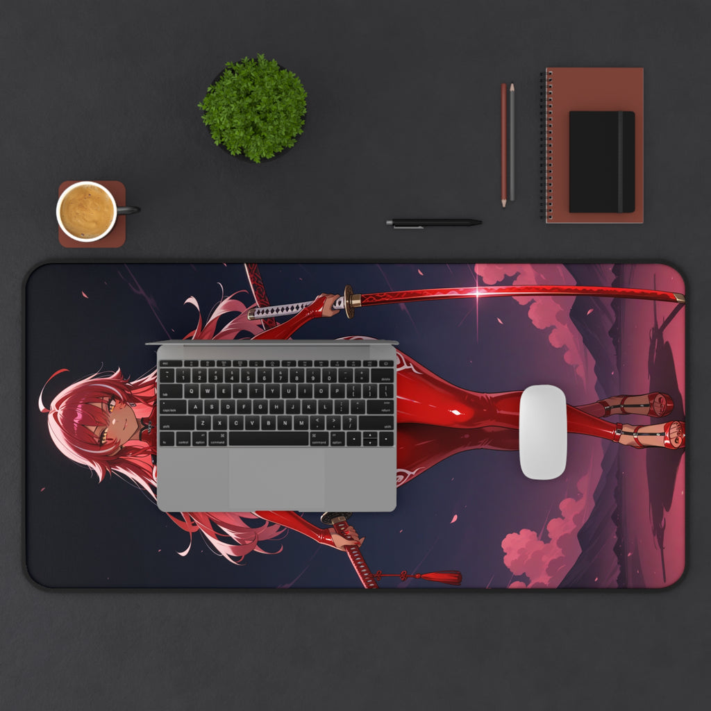 Anime Girl Warrior Mouse Pad, Unique Gaming Desk Mat