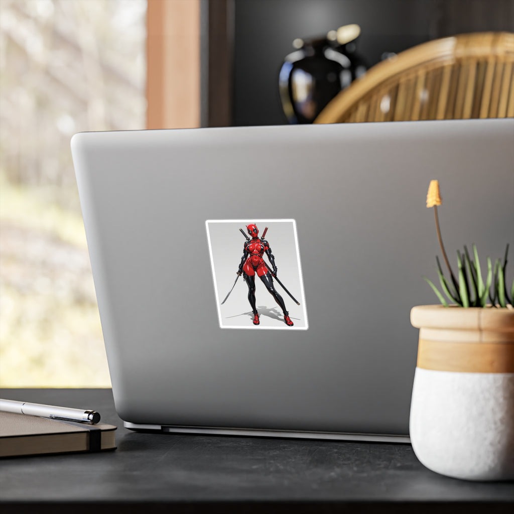 Anime Lady DeadPool Vinyl Sticker - Female Swordswoman Kiss-Cut Decal