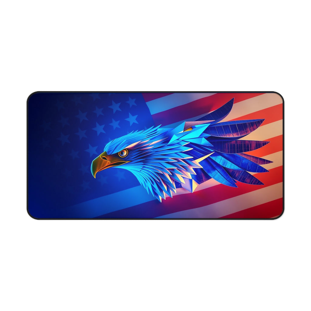 Patriotic Desk Mat with Eagle and American Flag, Premium Mouse Pad