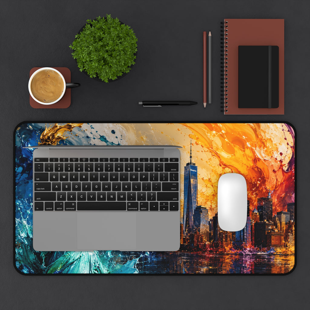 New York City Skyline Splash Desk Mat — Colorful NYC Mouse Pad