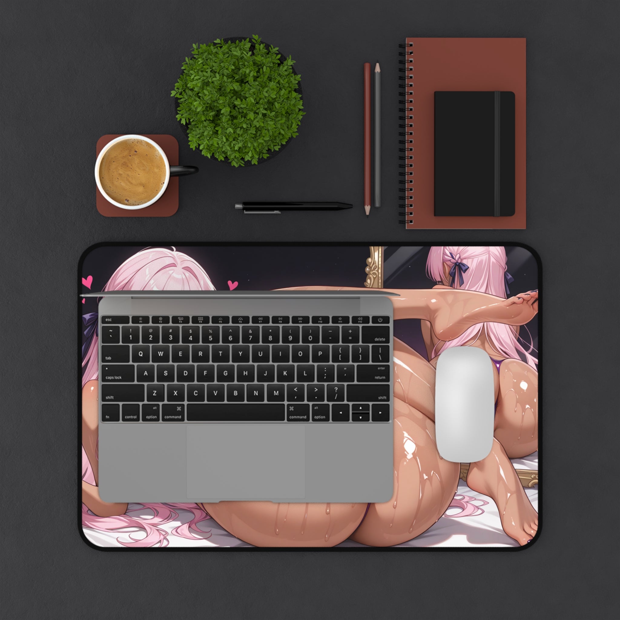Anime Waifu Desk Mat Gaming Mouse Pad, Non-Slip Neoprene Desk Pad Gift for Gamers & Otaku