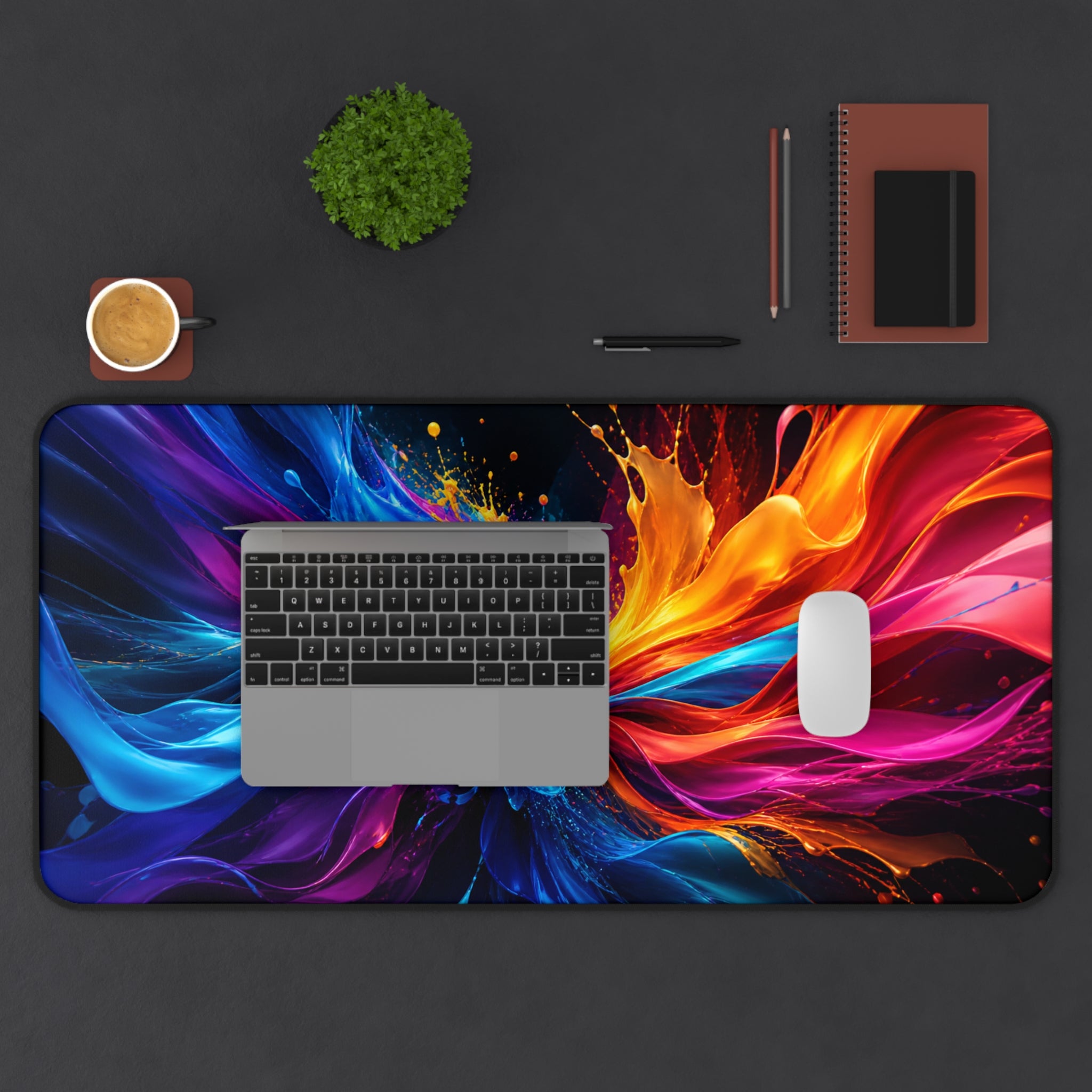 Abstract Color Splash Desk Mat — Vibrant Gaming & Office Mouse Pad