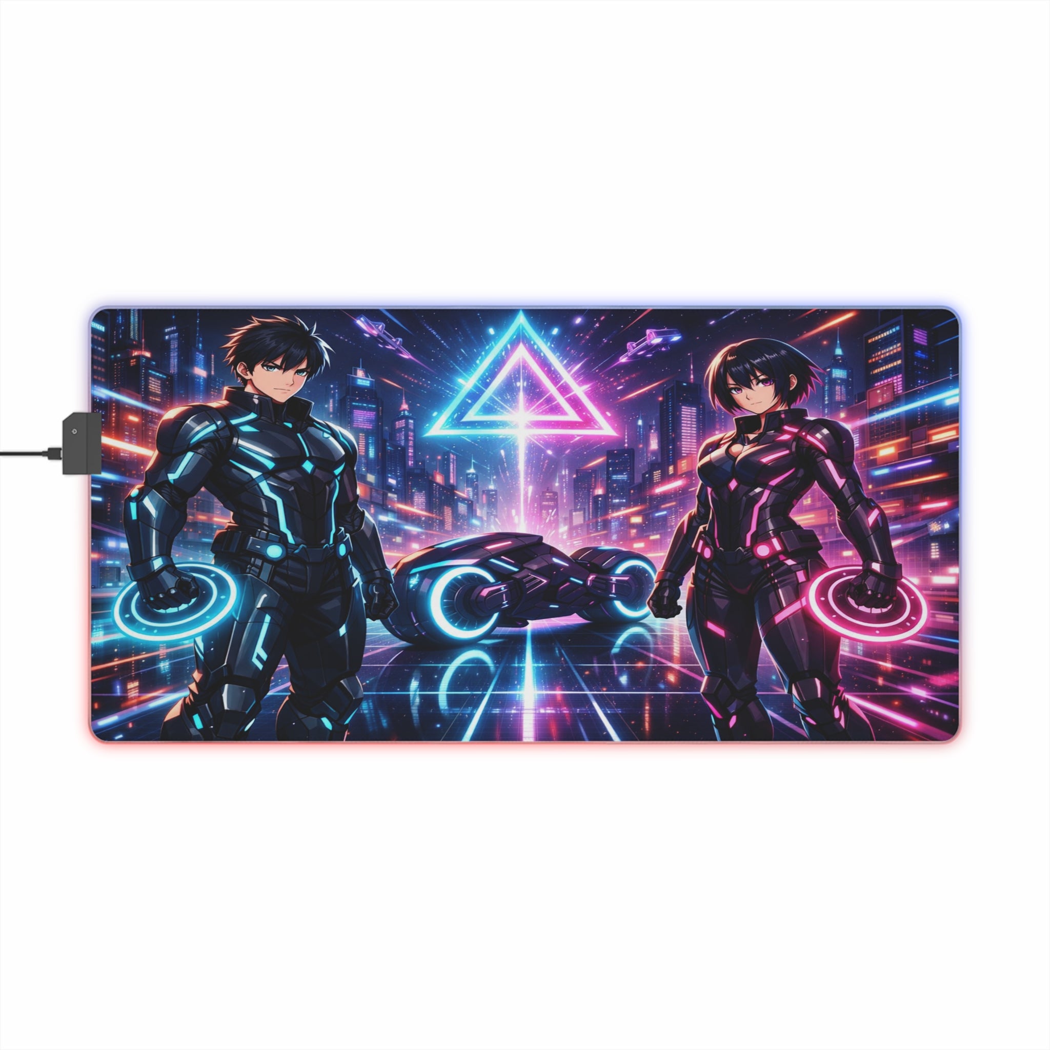 RGB LED Tron Anime Desk Mat, Gaming Mouse Pad