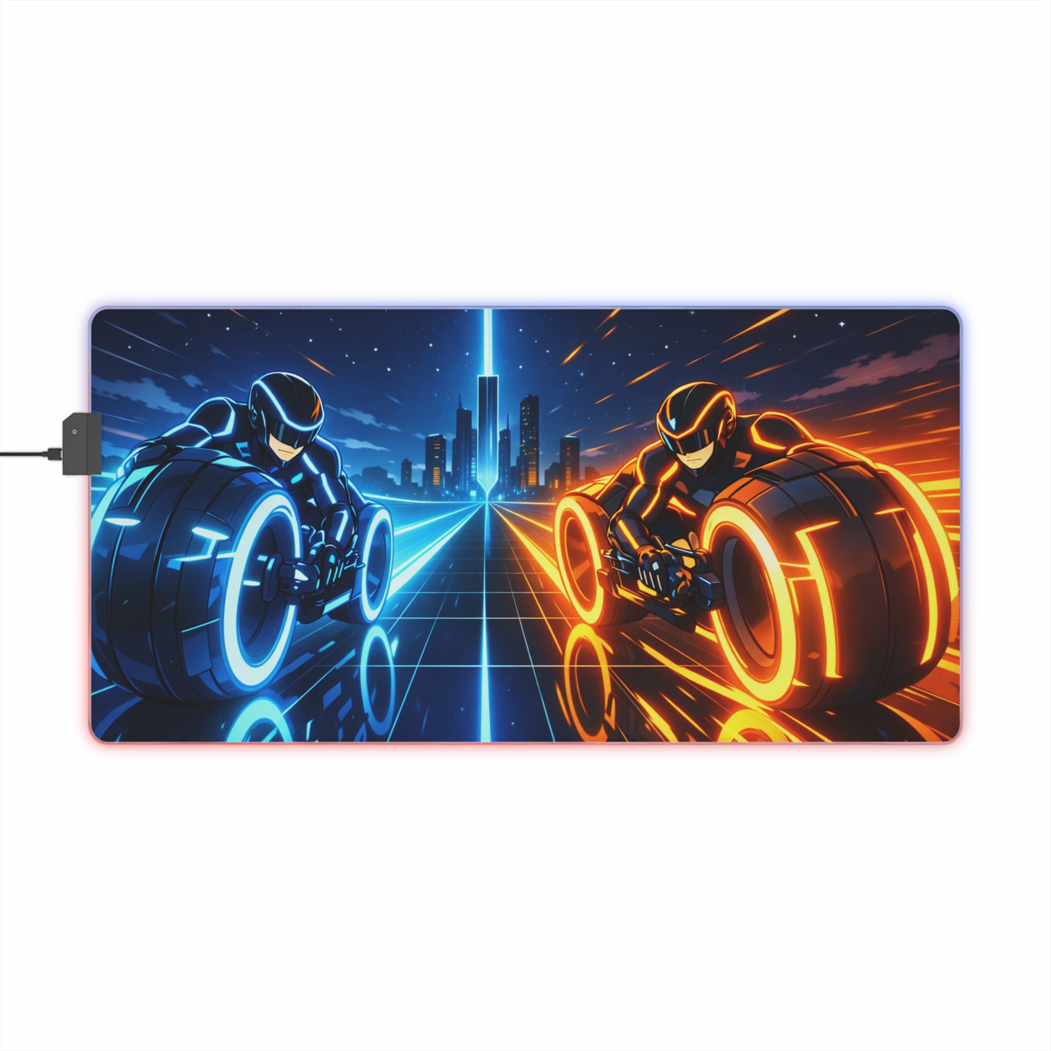 RGB LED Tron Anime Desk Mat, Gaming Mouse Pad