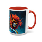 Galactic Cats Mug , Vibrant Ceramic Coffee Cup with Colorful Interior