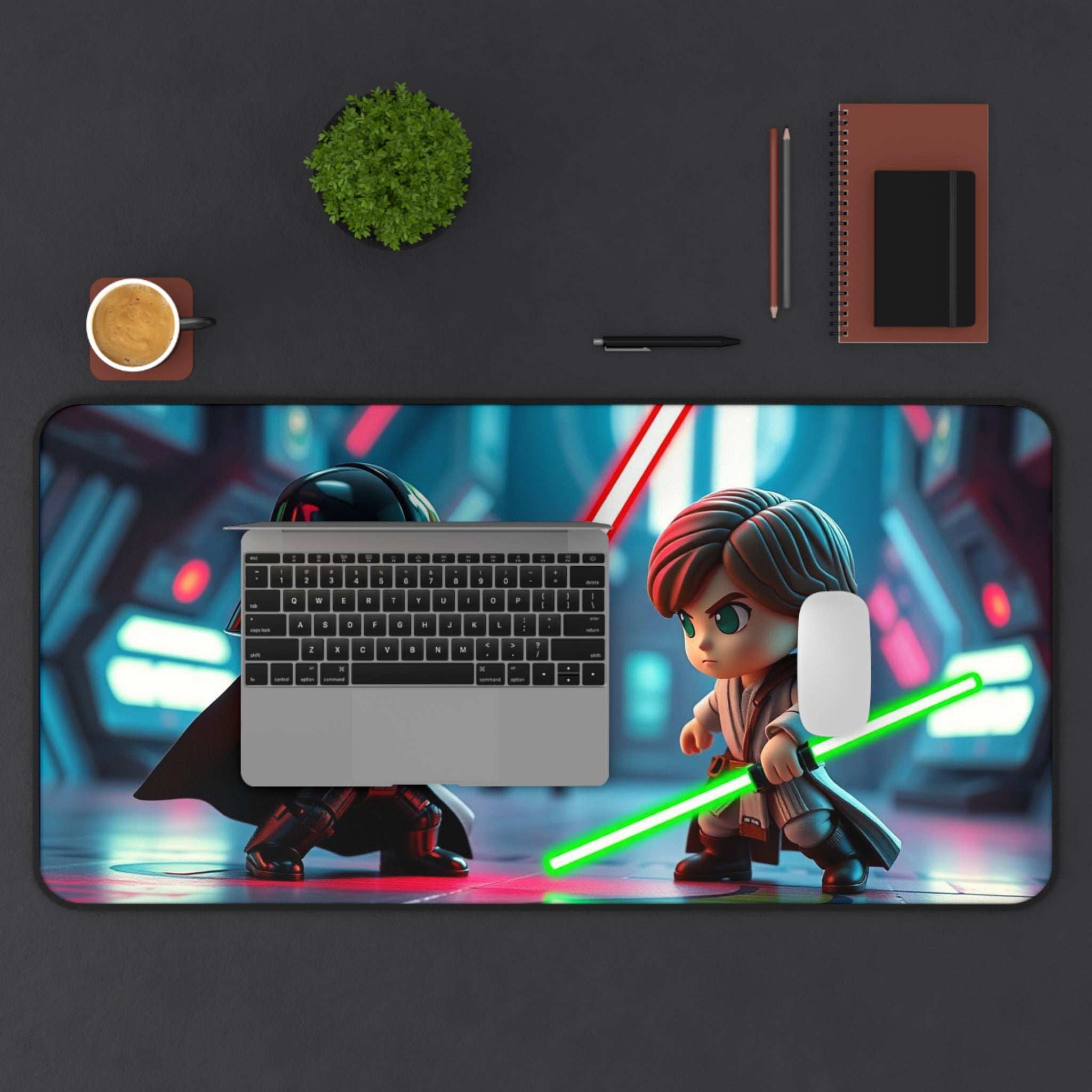 Chibi Darth Vader vs. Chibi Luke Skywalker Desk Mat, Epic Star Wars Mouse Pad