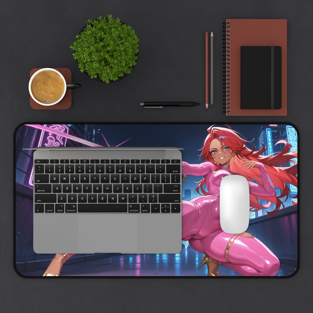 Anime Girl Warrior Desk Mat, Gaming Mouse Pad with Non-Slip Base