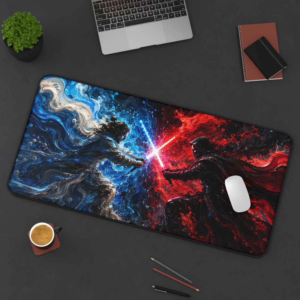 Desk Mat — Epic Lightsaber Duel Gaming Mouse Pad