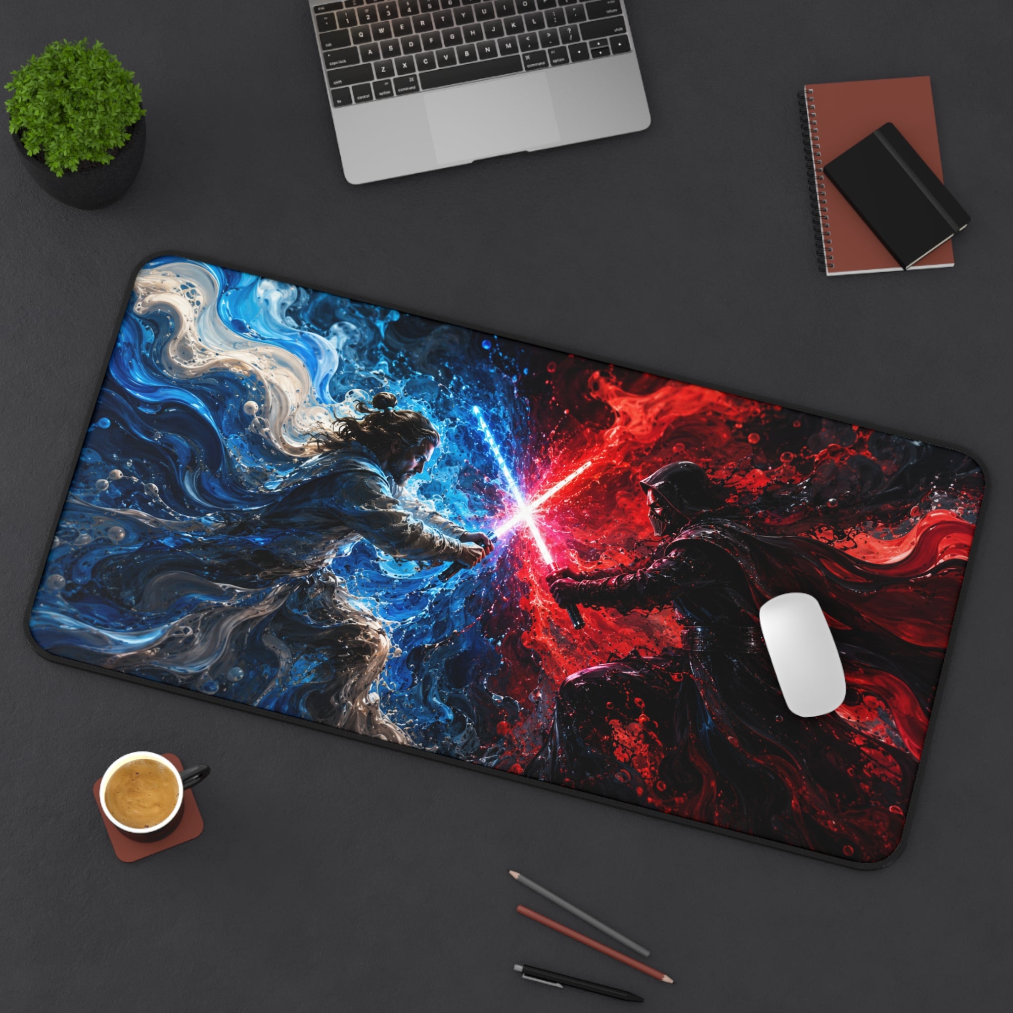 Desk Mat — Epic Lightsaber Duel Gaming Mouse Pad