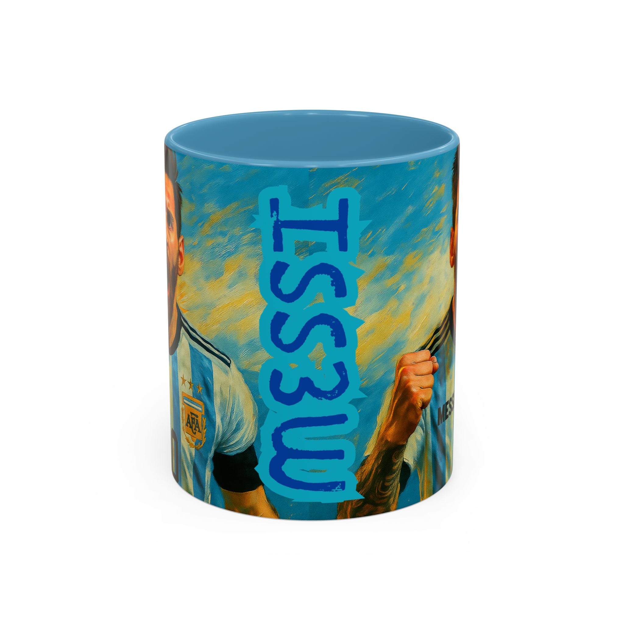 Messi Ceramic Mug , Vibrant Ceramic Coffee Cup with Colorful Interior