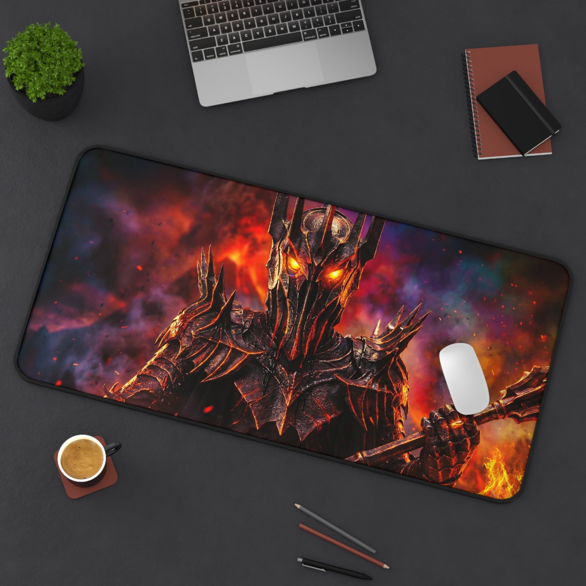 Sauron Desk Mat, Premium LOTR Mouse Pad with Non-Slip Base, Vibrant Colors & Durable Hemmed Edges