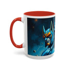 Galactic Cats Mug , Vibrant Ceramic Coffee Cup with Colorful Interior