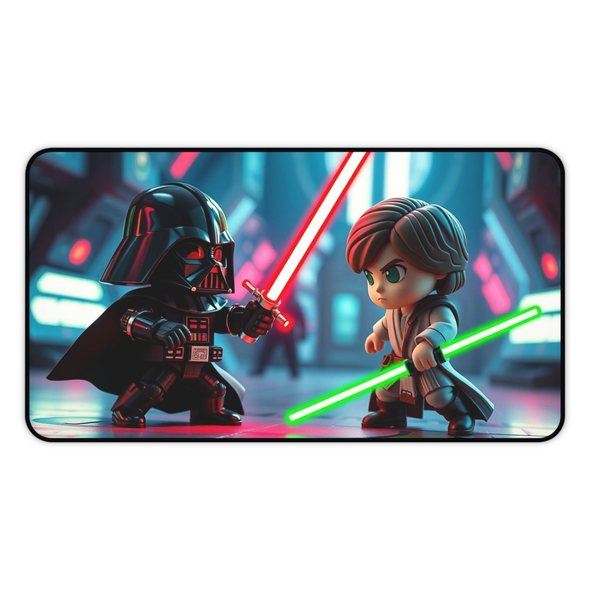 Chibi Darth Vader vs. Chibi Luke Skywalker Desk Mat, Epic Star Wars Mouse Pad