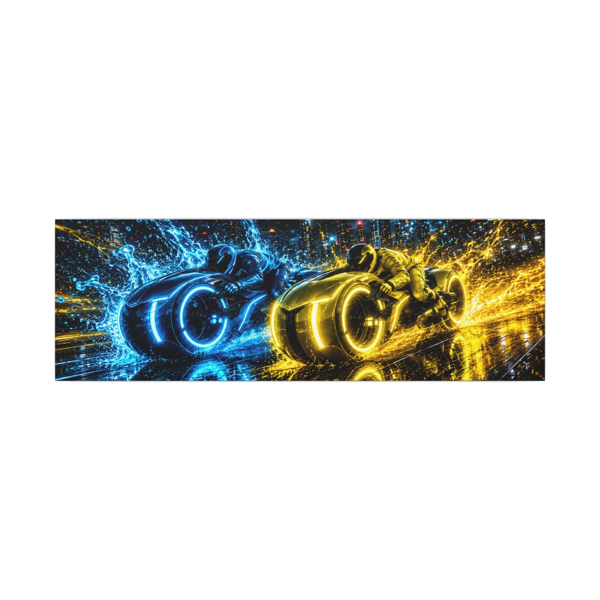 Tron Lightcycles Matte Canvas Print — Tron Futuristic Wall Art