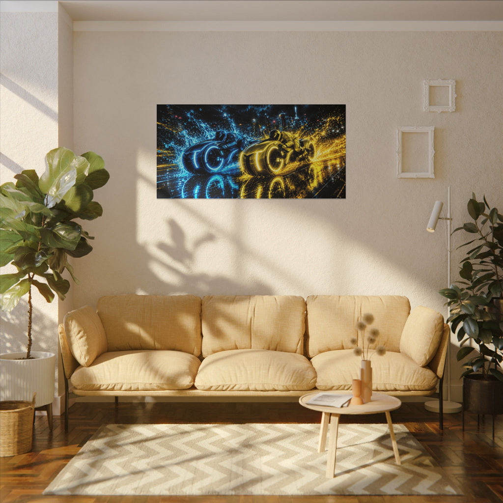 Tron Lightcycles Matte Canvas Print — Tron Futuristic Wall Art