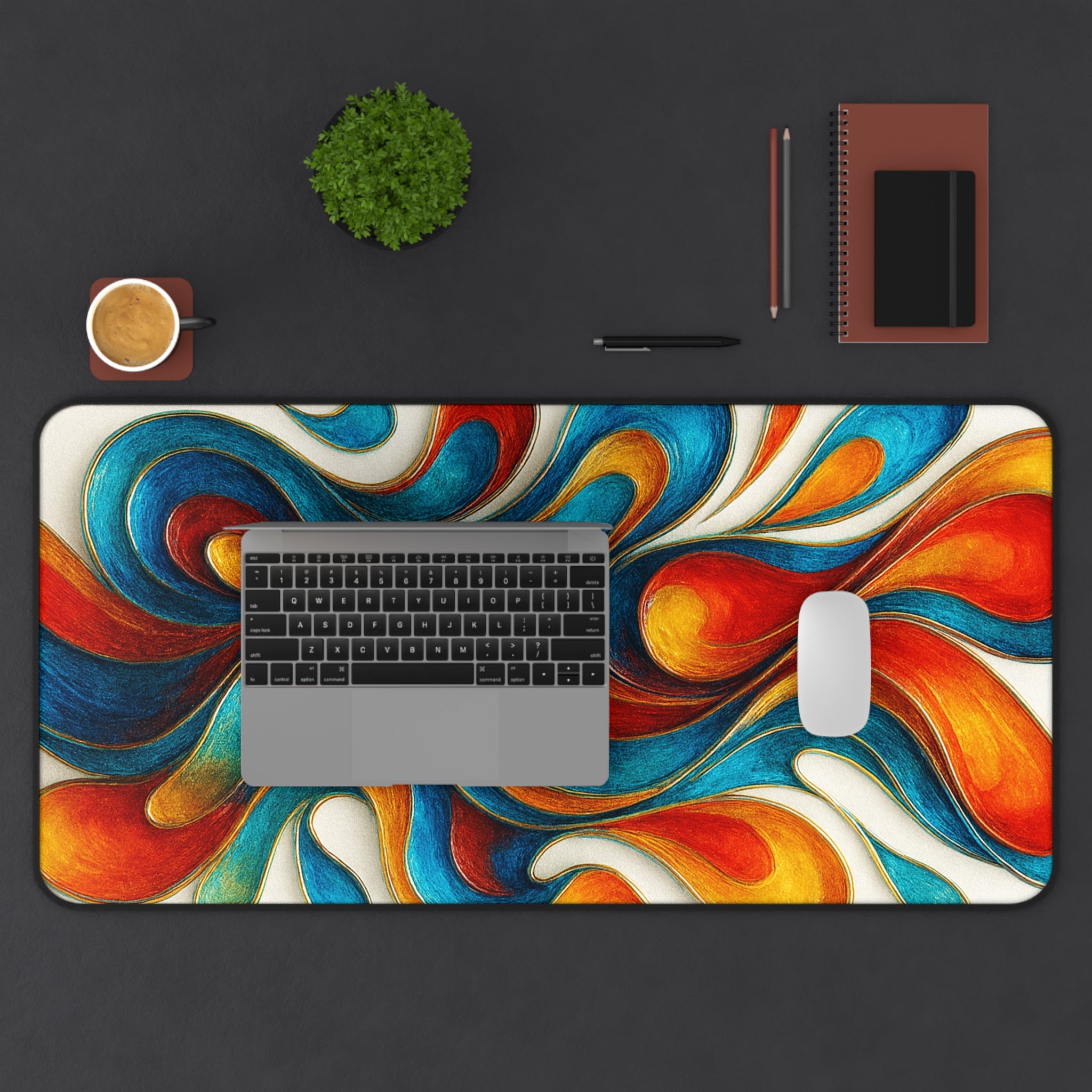 Abstract Colorful Mouse Pad, Vibrant Desk Mat, Modern Desk Pad for Home and Office