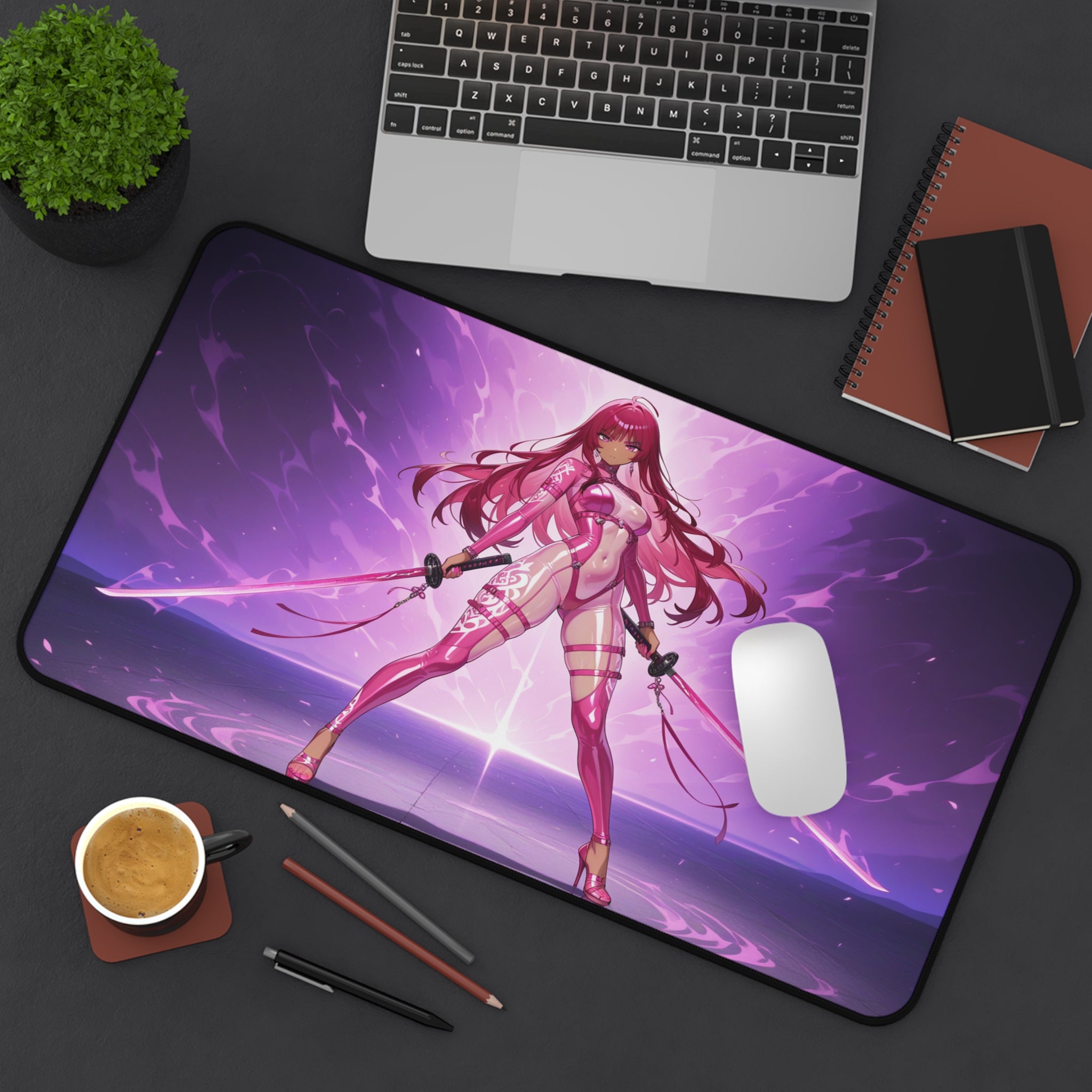 Anime Waifu Warrior Desk Mat, Gaming Mouse Pad