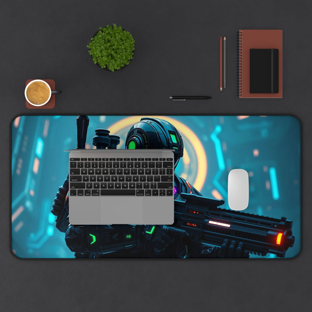Futuristic Warrior Gaming Desk Mat, Premium Mouse Pad