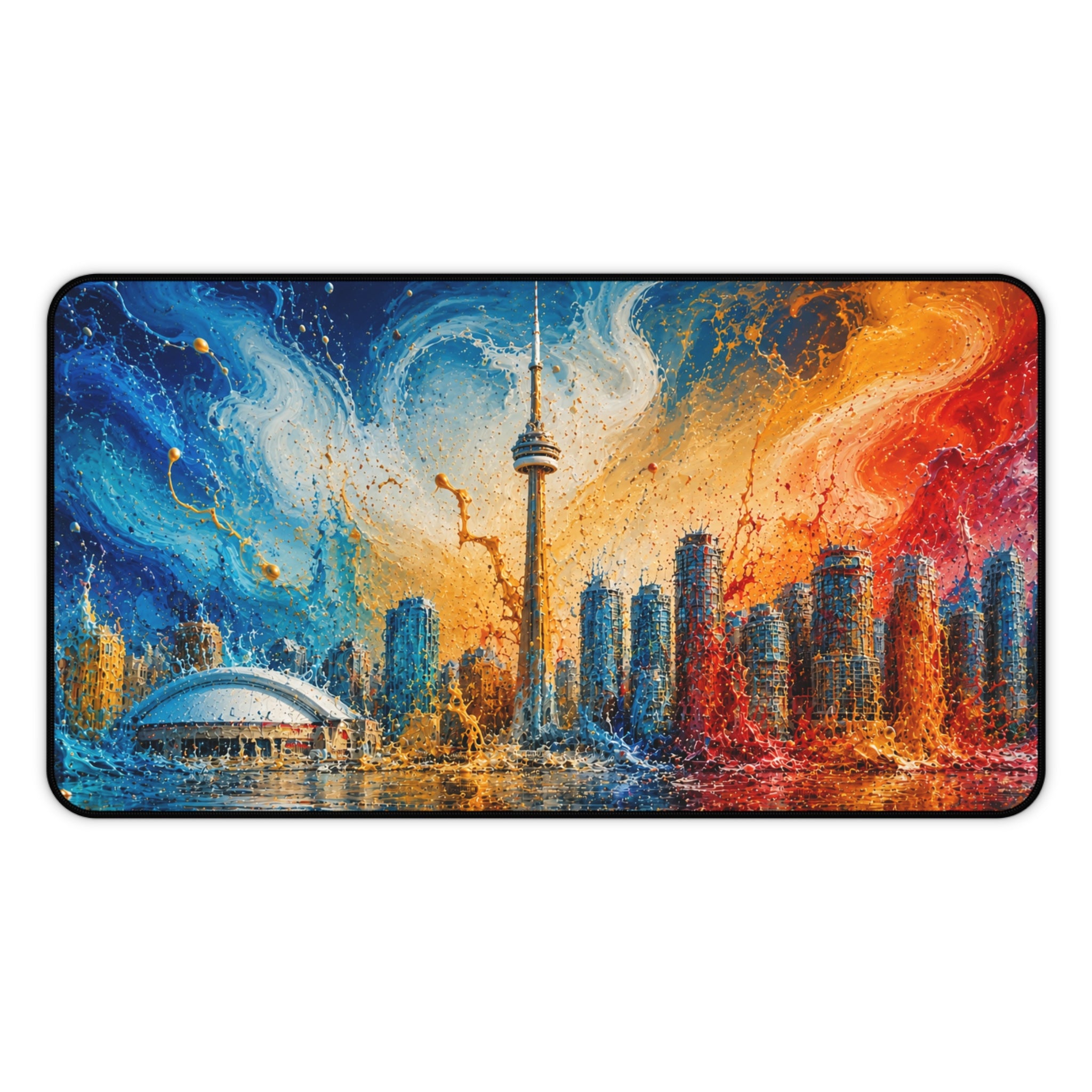 Toronto Skyline Desk Mat — Colorful Abstract CN Tower Office Mouse Pad