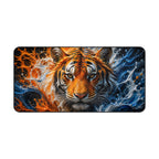 Tiger Fire & Water Desk Mat — Vibrant Animal Print Mouse Pad for Home and Office