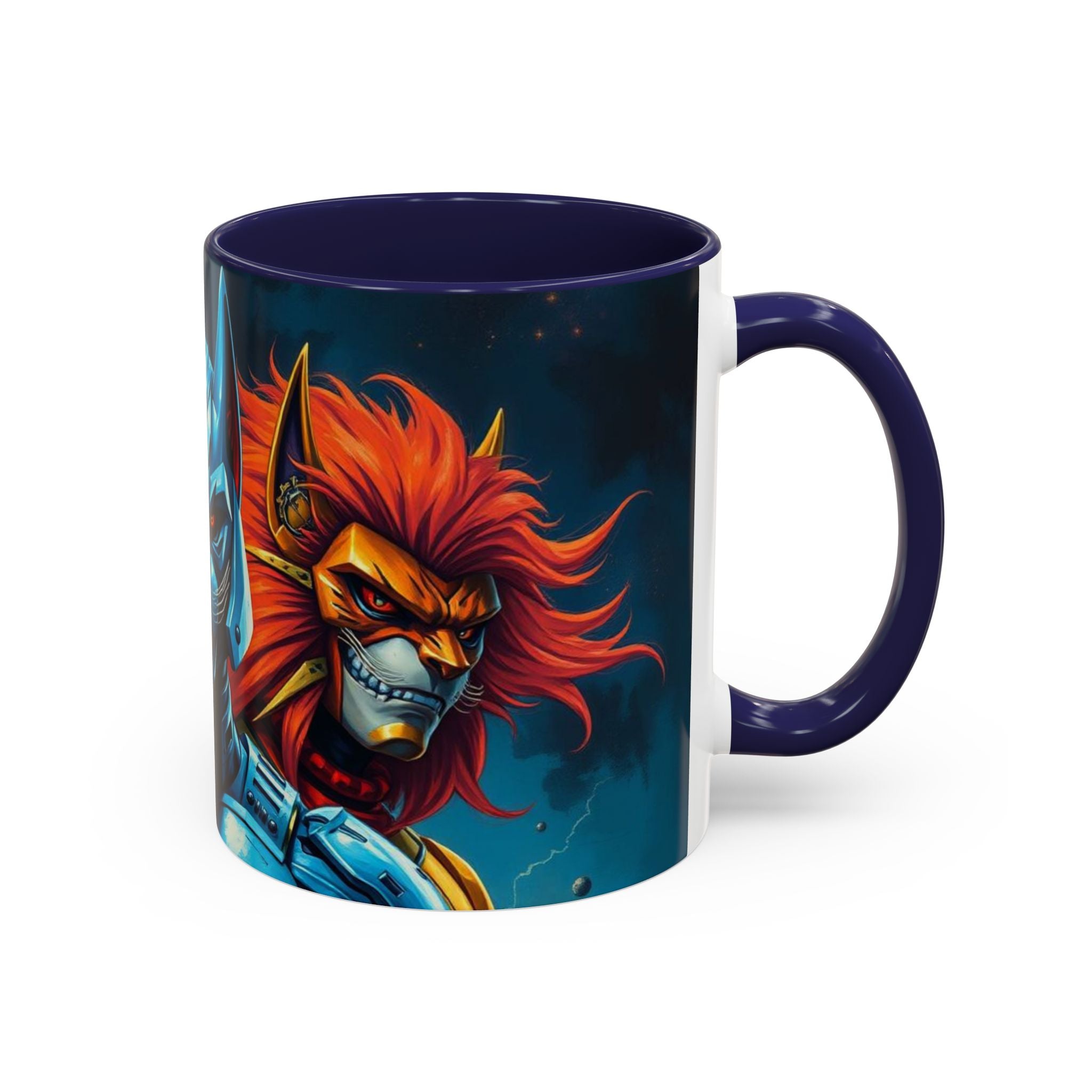 Galactic Cats Mug , Vibrant Ceramic Coffee Cup with Colorful Interior