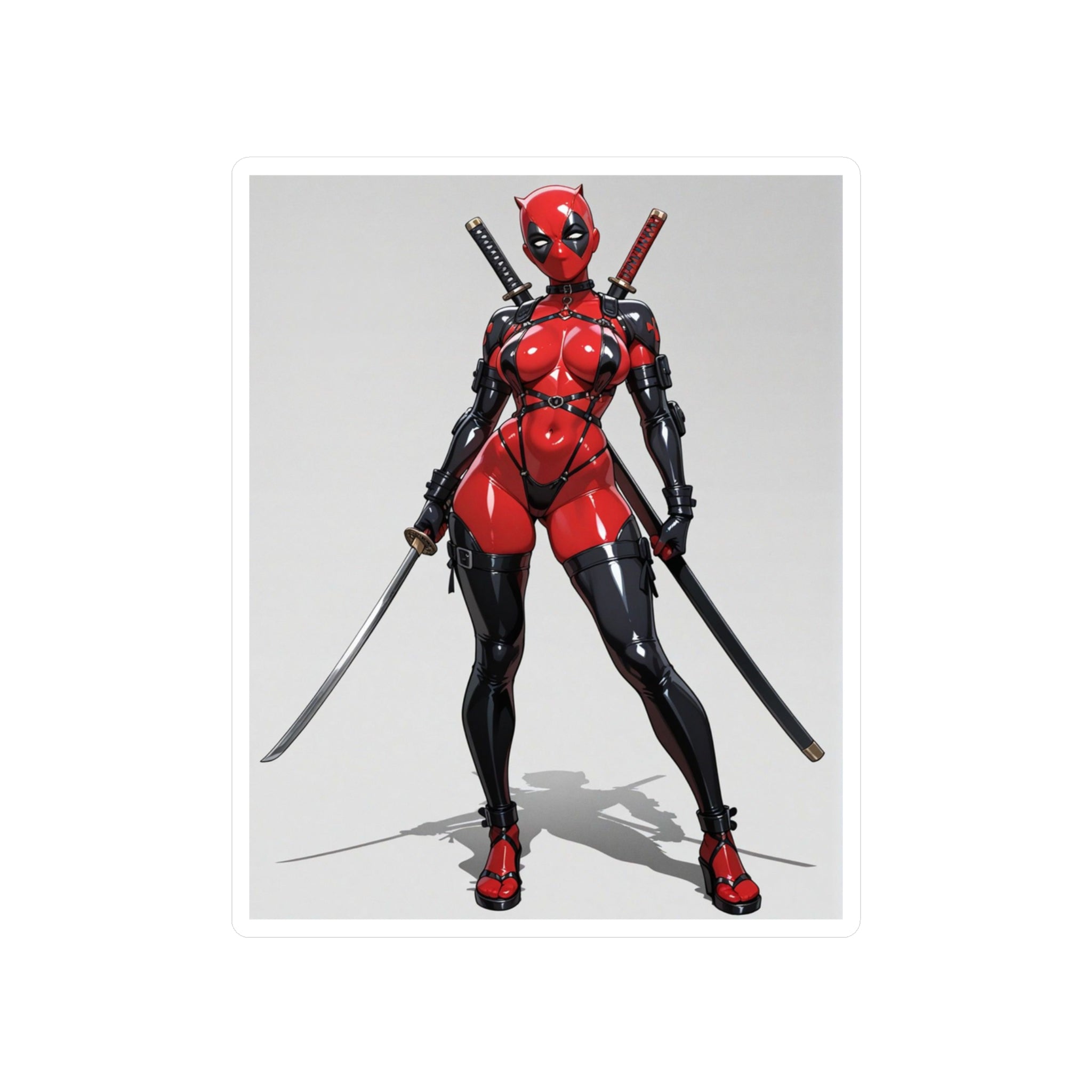 Anime Lady DeadPool Vinyl Sticker - Female Swordswoman Kiss-Cut Decal