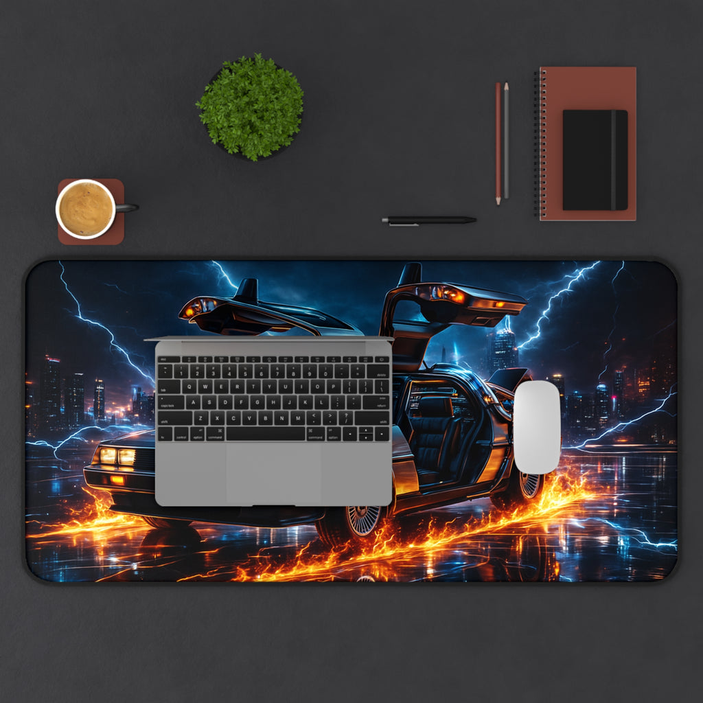 DeLorean Desk Mat, Back to the Future Mouse Pad with Vibrant Colors & Non-Slip Base