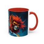 Galactic Cats Mug , Vibrant Ceramic Coffee Cup with Colorful Interior