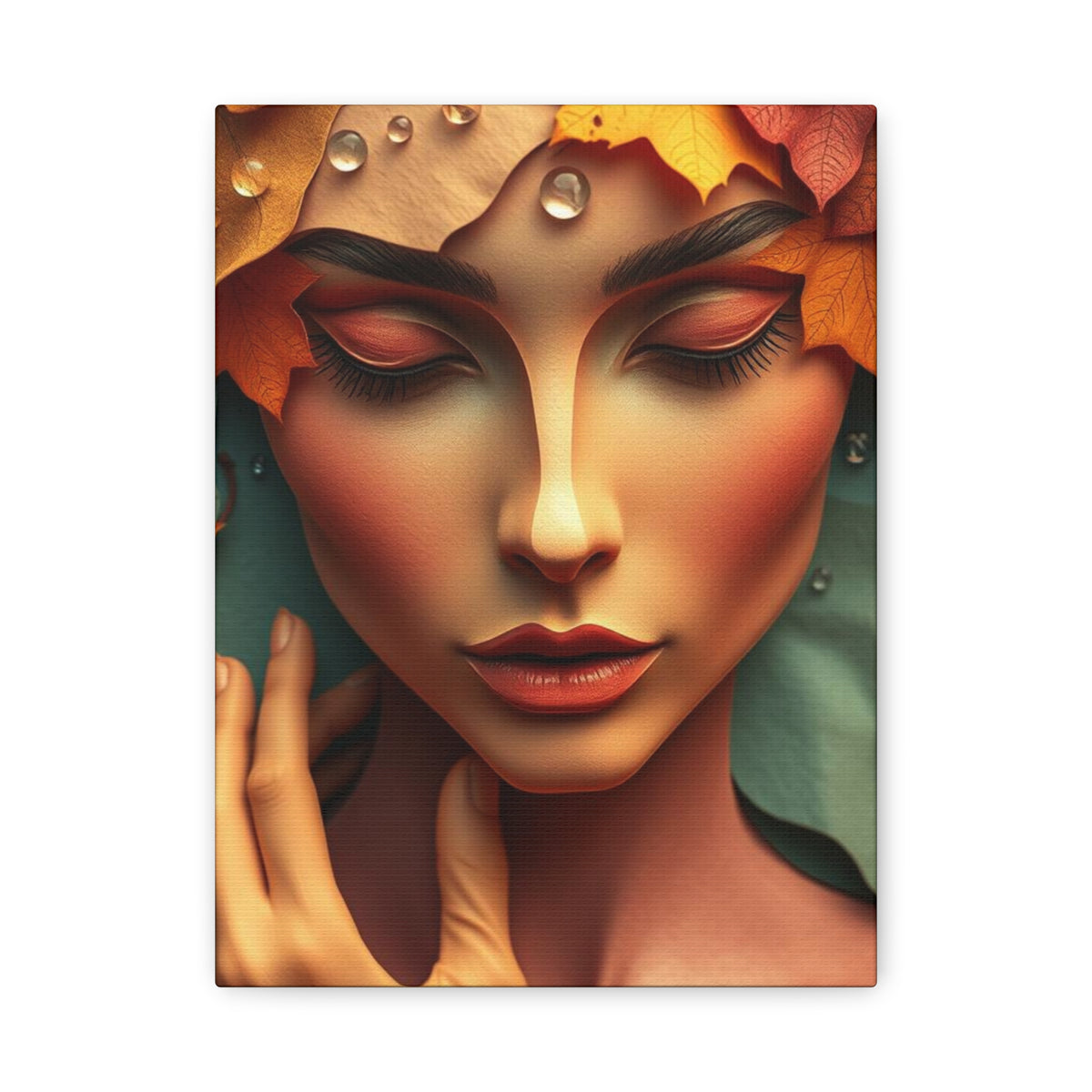 Women Face Poster in Layered Paper Aesthetic with Autumn Colors, Modern Aesthetic Wall Art, Home Decor Print, Canva Art Print, Office Decor
