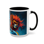 Galactic Cats Mug , Vibrant Ceramic Coffee Cup with Colorful Interior