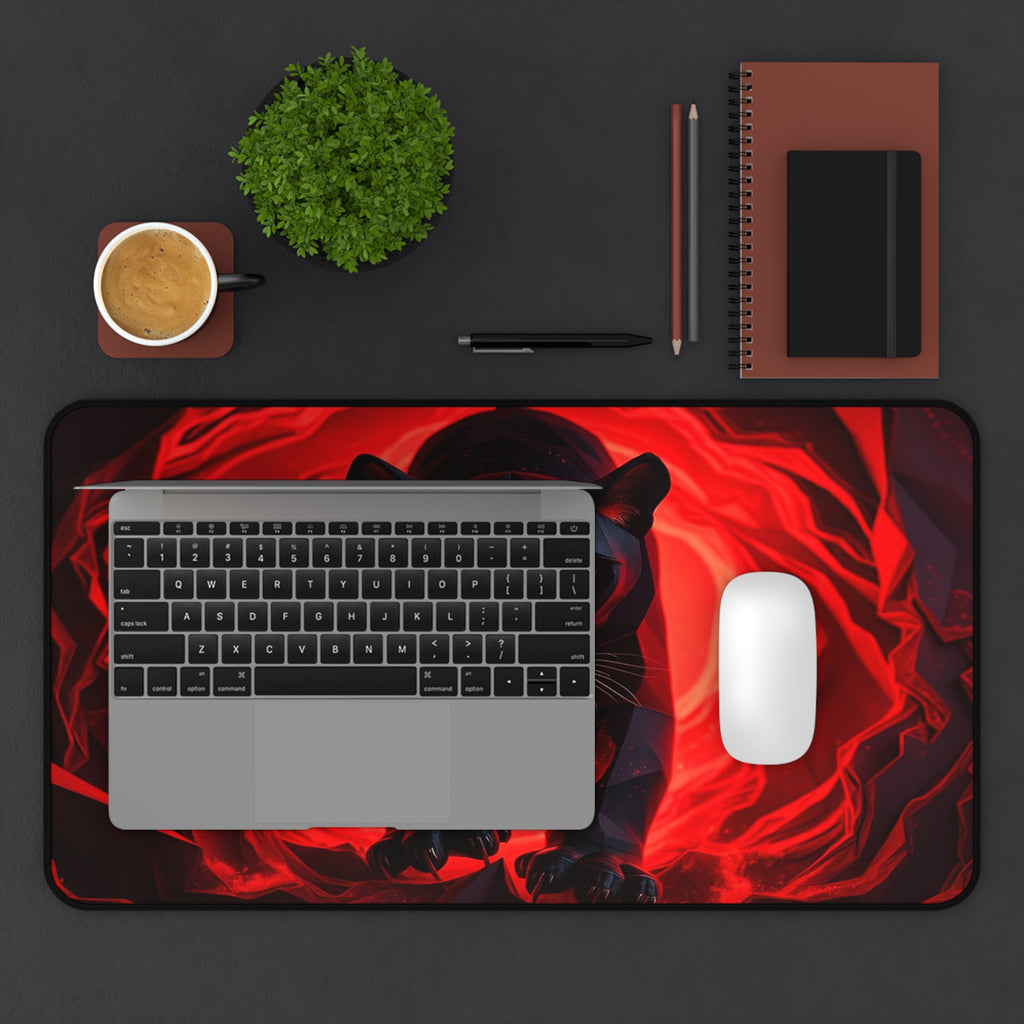 Red-Eyed Black Panther Desk Mat, Animal Mouse Pad