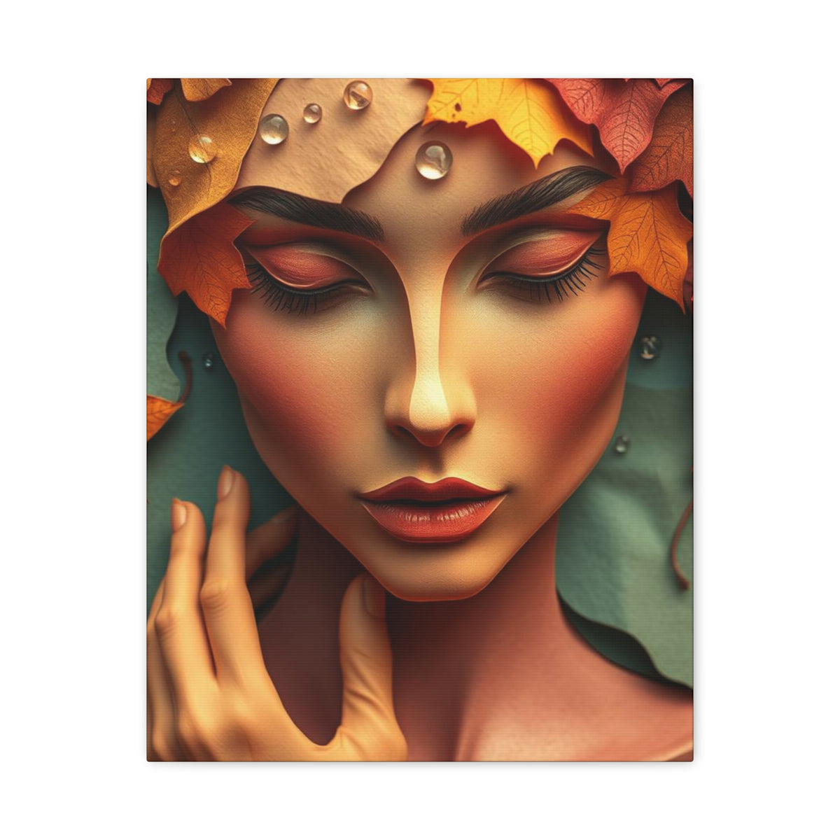 Women Face Poster in Layered Paper Aesthetic with Autumn Colors, Modern Aesthetic Wall Art, Home Decor Print, Canva Art Print, Office Decor