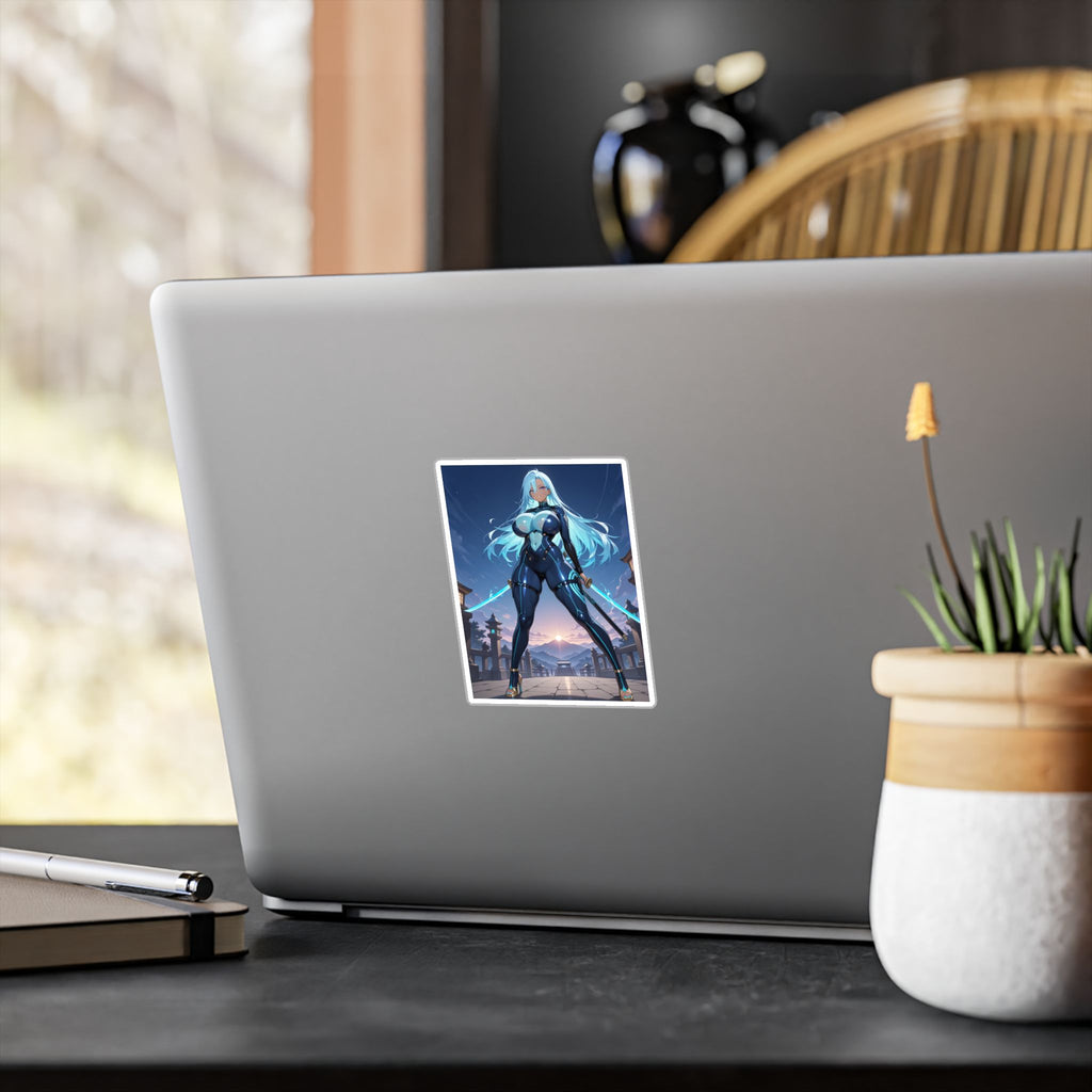 Blue-haired Anime Waifu Sticker